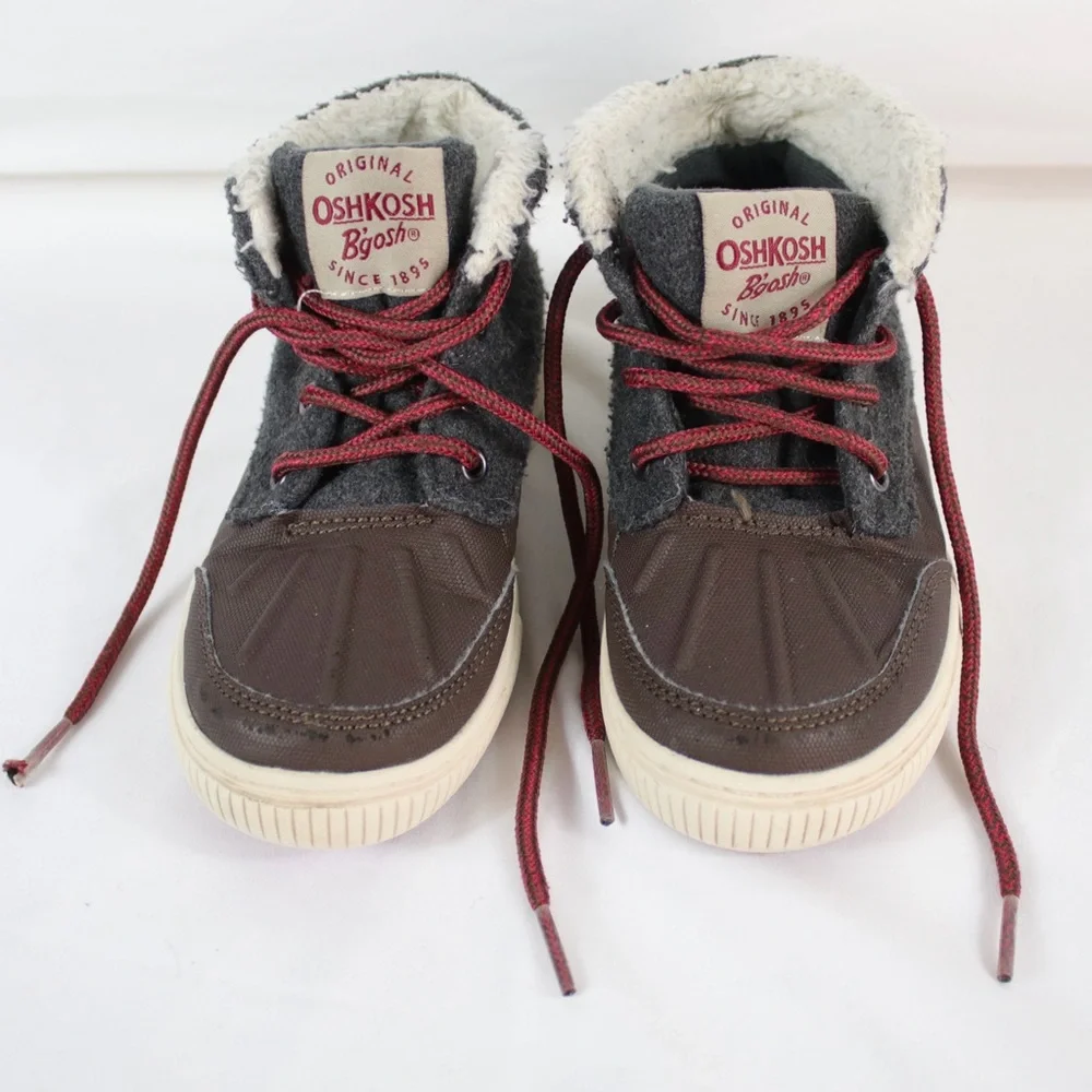 OshKosh B'gosh Brown Faux Fur Boots Mid Top Boots Boys Size‎ 11